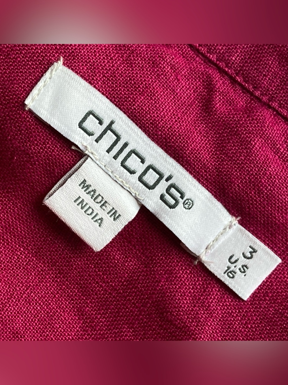 100% Linen Short Sleeve V-Neck Midi Dress w/Pockets in Raspberry | chico’s - Picture 6 of 13